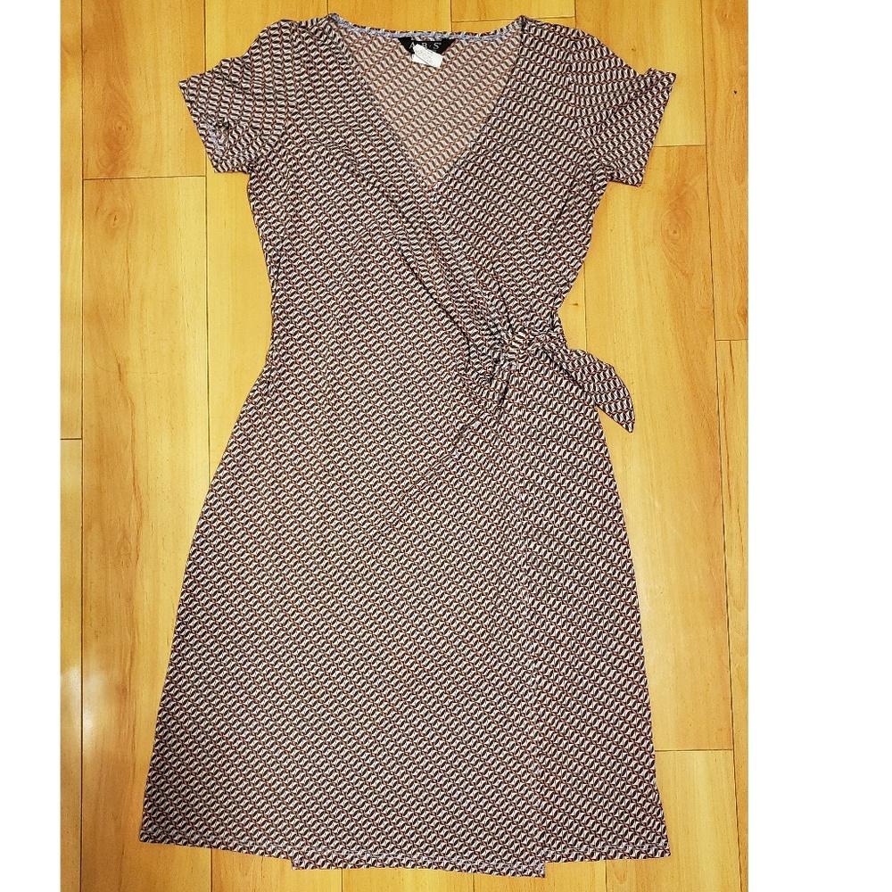 ABS Brown Wrap Midi Dress - Medium (PRE-OWNED)